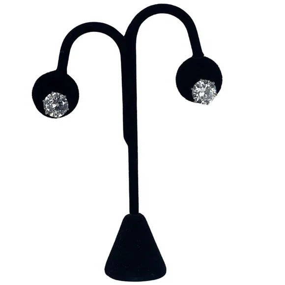 Cubic Zirconia Post Earrings 1/2" Round Diameter - Picture 2 of 4